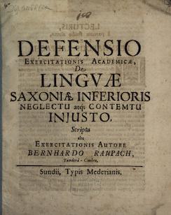 Titelblatt einer Schrift, mit der Raupach sich gegen Anfeindungen zur Wehr setzte